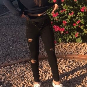 Black distressed denim